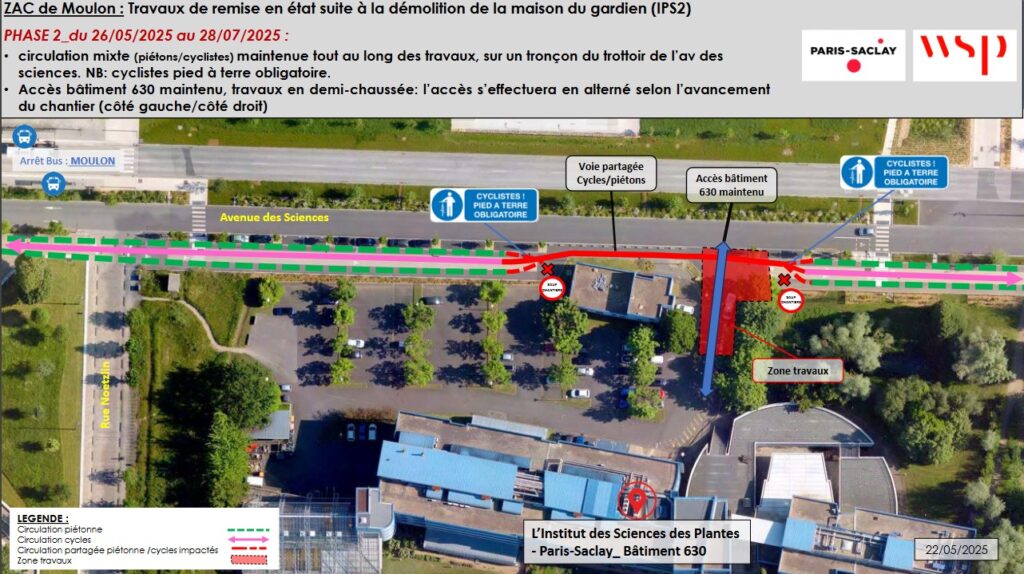 Plan des travaux de remise en état au niveau de l'entrée du bâtiment 630